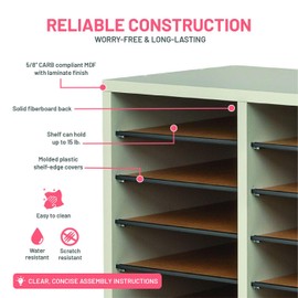Safco Wood Adjustable Literature Organizer, 24 Compartment, 9423GR, Gray, Durable, Removable Shelves, Perfect for Offices, Classrooms & Crafts Stackable 16.4'x39.4'x11.8