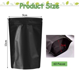 Pack of 60 Black Sealed Bags, Reusable Bags, Sealed Odour Proof Bags, Food Packaging Bags, Durable, Sealed Storage Bags