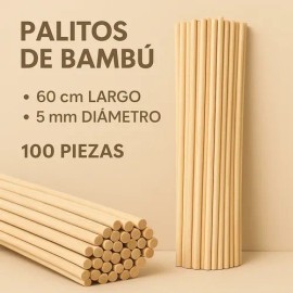 Palitos Bambu Bandera 60cm X 4mm Paq 100 Pz 860gr                                                                                                     