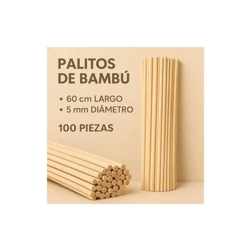 Palitos Bambu Bandera 60cm X 4mm Paq 100 Pz 860gr
