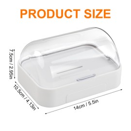 Soap Dish, Soap Box with Lid, Wall Mounted Soap Holder, Drill-Free, Soap Dish with Drainage, Removable Shower Case, Bathroom Accessories for Bathrooms and Gyms
