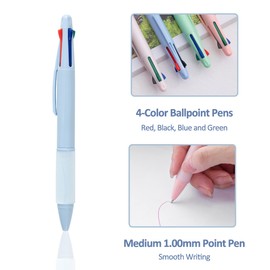 Multicolor Ball Point Pens 4-in-1 Colored Pens (1.0mm) Assorted Inks 4-Color Ballpoint Pen (8 pack)