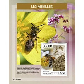Togo - 2019 Bees on Stamps - Stamp Souvenir Sheet - TG190306b