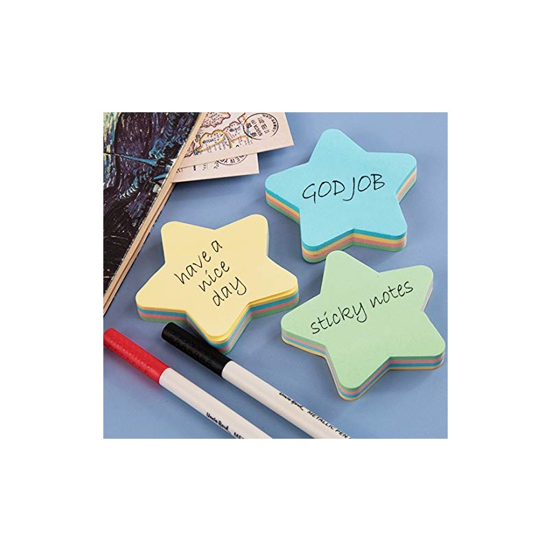 Sticky Notes Star Shaped - Self Stick Post Memo Cute