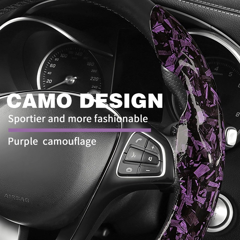 Premium Forged Carbon Fibre Steering Wheel Cover, Universal Fit for