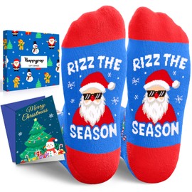HAPPYPOP Christmas Gifts for Men Women - Santa Socks Holiday Socks for Women Men, Secret Santa Gifts Xmas Stocking