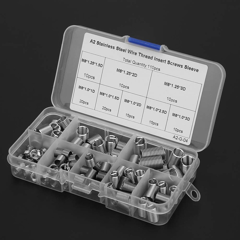 110pcs Stainless Steel Wire Inserts Repair Sleeves Spiral Thread Female