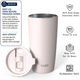 TILUCK 20 oz Insulated Coffee Tumbler with BPA-Free Lid