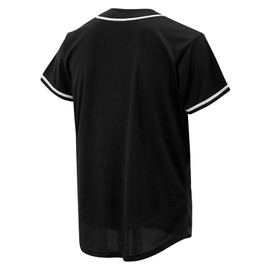 CUTHBERT Solid Baseball Jersey Shirt for Men and Women, Plain Short Sleeves Button Down T-Shirt(Black S)