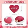 80PCS Heart Cutouts, Valentines Day Decorations Red Glitter Paper Hearts