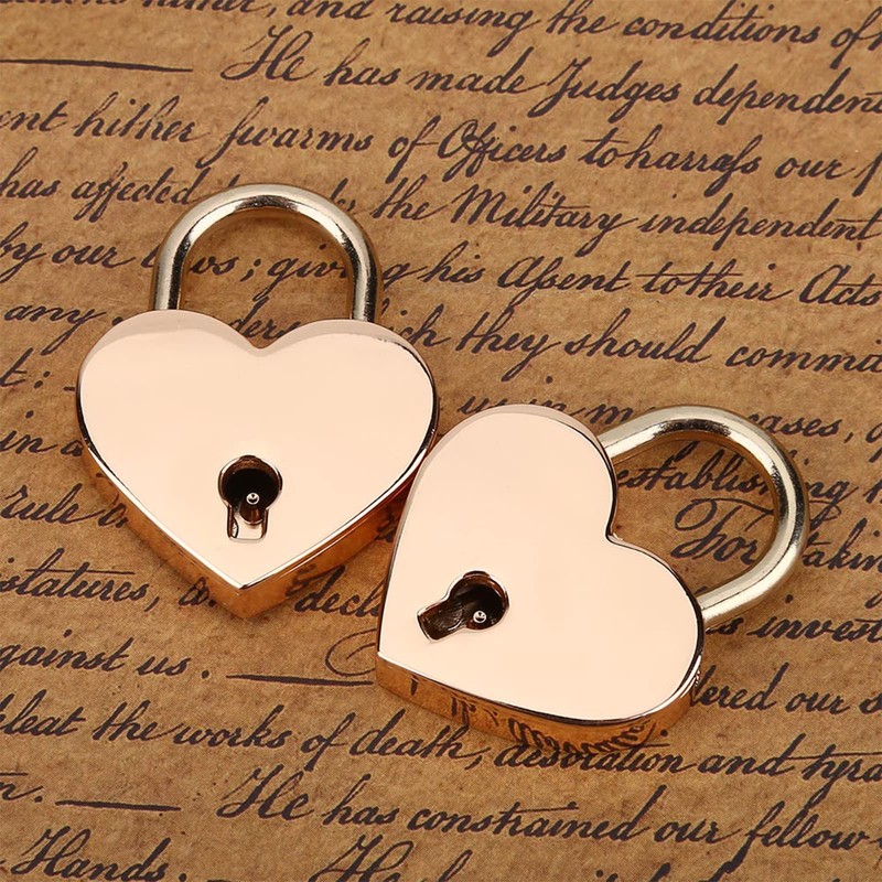Heart Shaped Padlock with Skeleton Key, 2 Sets, Metal Lock