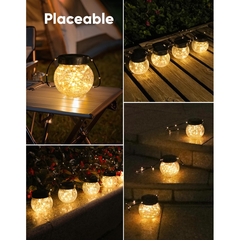 PARTPHONER Solar Lights Outdoor Waterproof 12-Pack, Solar Powered Hanging Lantern