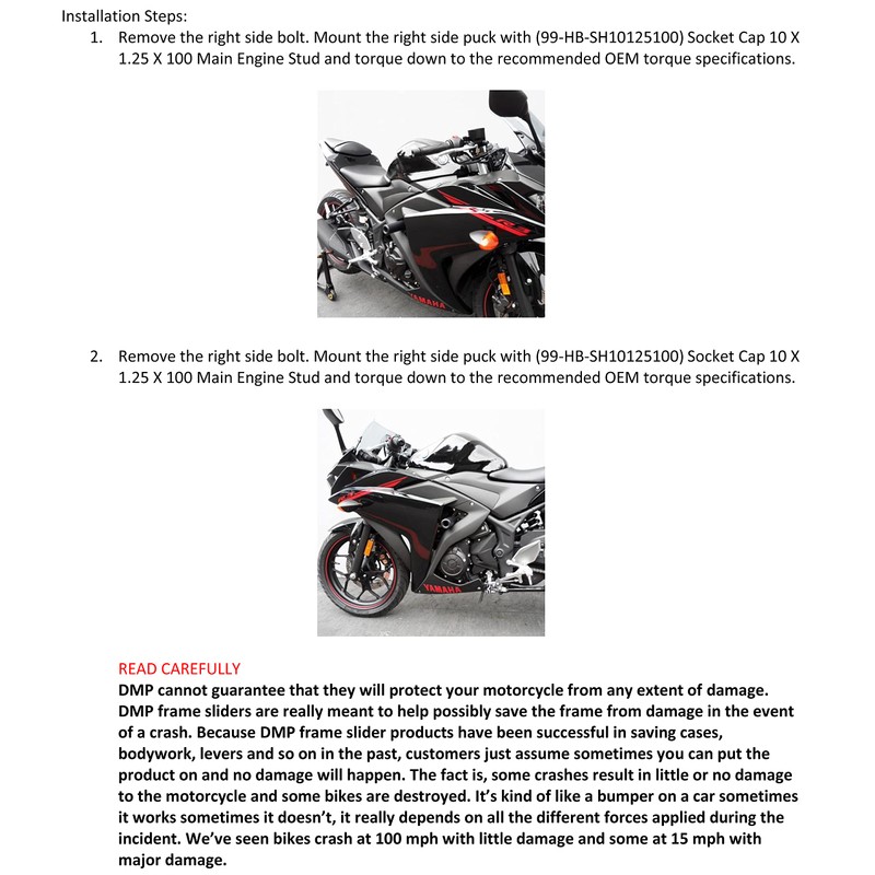 DMP USA Made Yam YZF-R3 YZF R3 2015 2016 2017