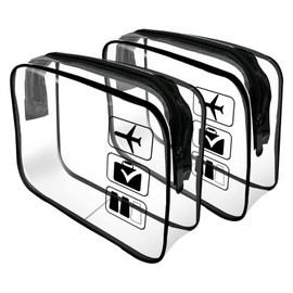 HONRIGO Clear Travel Toiletry Bag, 2-Pack TSA Approved PVC Makeup Bag for Men and Women, Transparent Airport Security Friendly Cosmetic Organizer