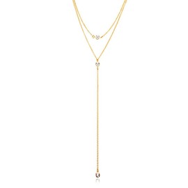 Generic Women's Boho Layered Crystal Y-Shaped Necklace, Golden, One Size
