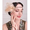 Aimimier 1920s Flapper Feather Headband Champagne Feather Headpiece with Rhinestone