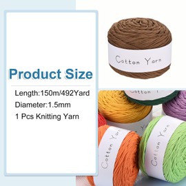 sourcing map 1 Skein Cotton Yarn, 100% Cotton Chunky Yarn for Hand Knitting, Blanket Yarn for Crocheting Each of 100g/3.53oz(Per Skein 150m/164 Yard)/Brown
