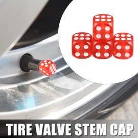 X AUTOHAUX 4pcs Red Dice Shape Wheel Tyre Tire Valve Air Stem Cap Cover for Car