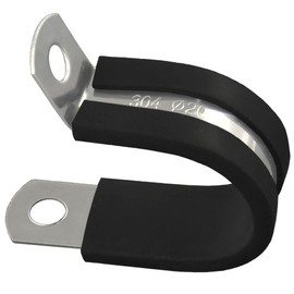 20 PCS Stainless Steel Rubber Cushioned R Shape Clamps,Cable Mounting Hose Pipe Clamps,Rubber Lined P Clips (20mm)