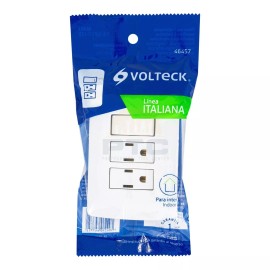 Volteck PA-APCO-I3B Armored plate 2 contacts and switch, white, Italian line