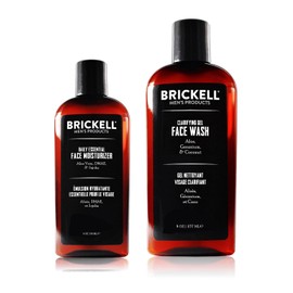 Brickell Men's Daily Essential Face Care Routine I - Gel Facial Cleanser Wash & Face Moisturizer Lotion - Natural & Organic (Unscented)