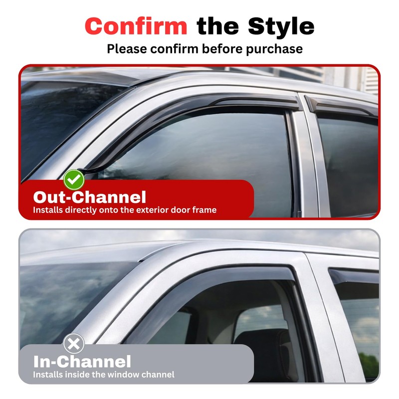 KPY Rain Guards Fit for 2002-2006 Honda CRV, Out-Channel Window