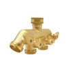 BesNPT 4 Way Brass Hose Splitter 3/4" GHT Garden Hose