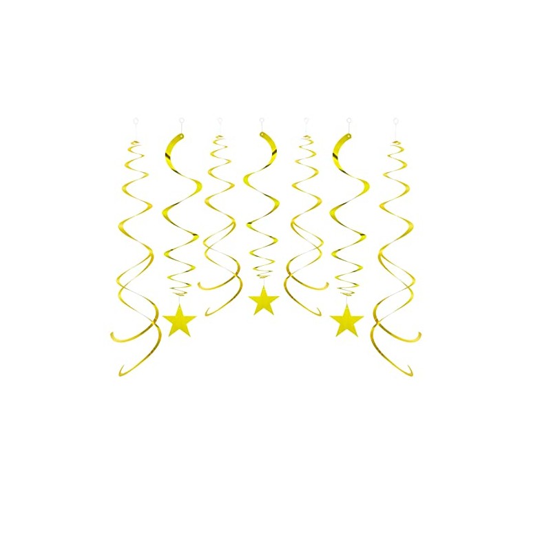 Party Star Swirl Decorations, Gold Foil Ceiling Hanging Swirl Decorations