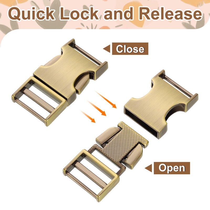 sourcing map 2 Pcs Metal Quick Side Release Buckle, 20mm/0.8"
