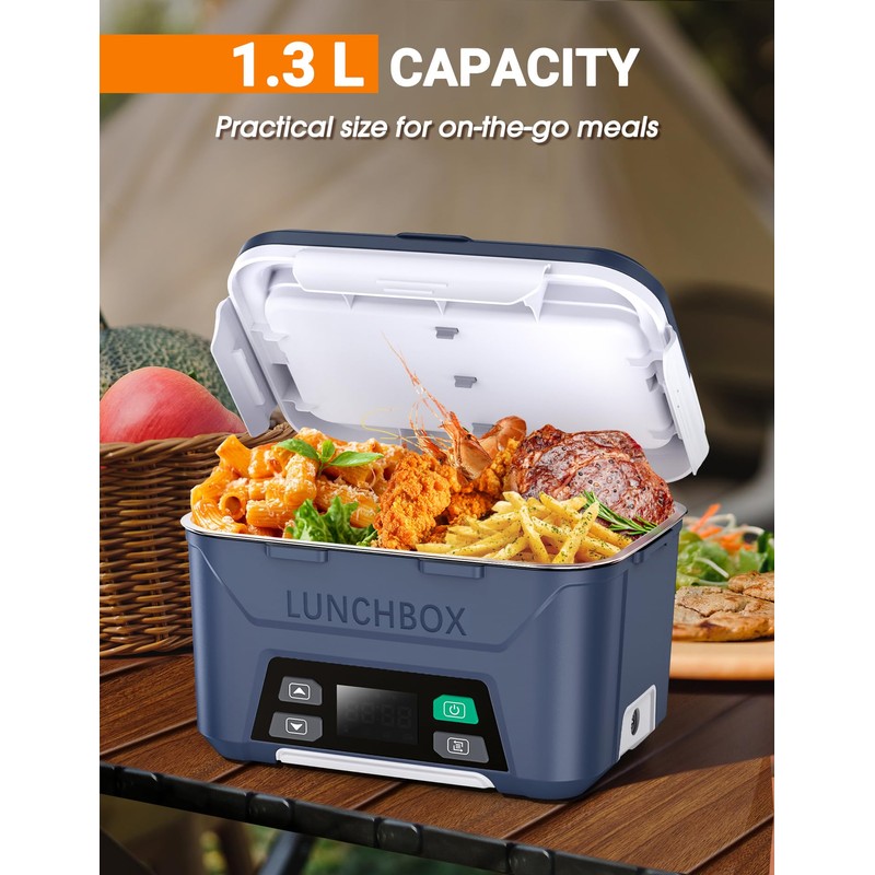 Docusvect Rechargeable Heated Lunch Box for Men, 1.3L Cordless Electric
