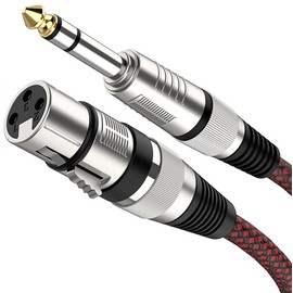 tunghey XLR Female to 1/4 Inch TRS Cables, Nylong Braided XLR 3 Pin Female to 6.35mm TRS Male Balanced Wire Mic Cord (0.5M)