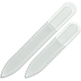 Mont Bleu Juego De 2 Limas De Uñas De Cristal Checo – Cristal Templado Checo Auténtico – Hecho A Mano – Doble Cara – Grabado – Para Uñas Naturales