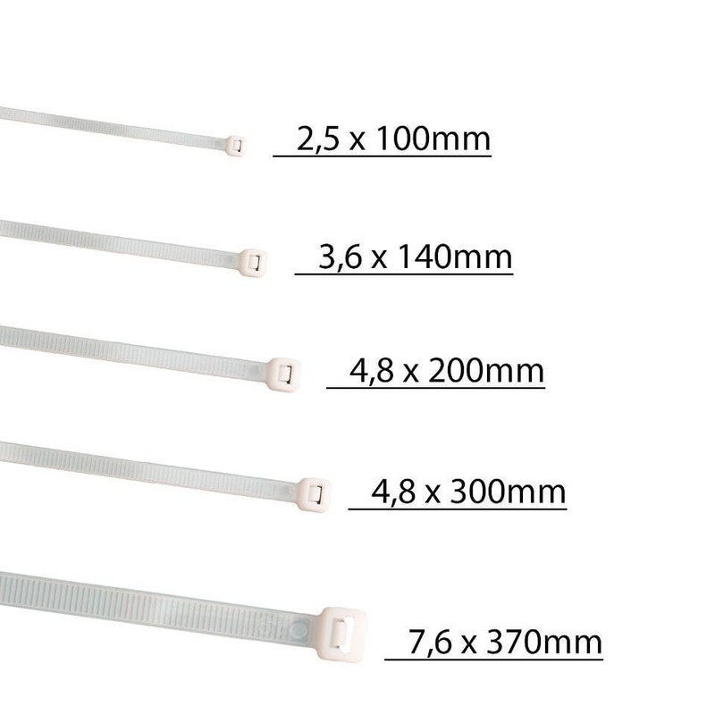 HORZEFIX Cable Ties Pack of 100 White Weatherproof Long UV