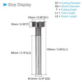 CoCud T-Slot Milling Cutters, 6 Flutes 1" Cutting Dia 0.4" Depth, Straight Tungsten Carbide Tip T-Slot End Mill- (Applications: for Copper Milling)