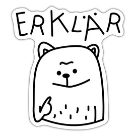 Spreadshirt Erklärbär Explanatory Bear Funny Comic Word Game Sticker, 10 x 10 cm, Matt White