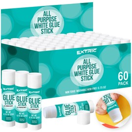 Glue Sticks 0.75 Ounce - 60 Count Glue Stick, All Purpose White Glue Sticks for Kids, Washable Glue Sticks Bulk - Large Glue Sticks for School and Home Use