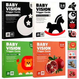 Tarjetas Flash de Alto Contraste para Niños80 Piezas Tarjetas para Niños160 Páginas Tarjeta de estimulación Visual de Colores para 4 Etapas Doble Cara Alto Contraste Aprendizaje de Contraste (4, X)