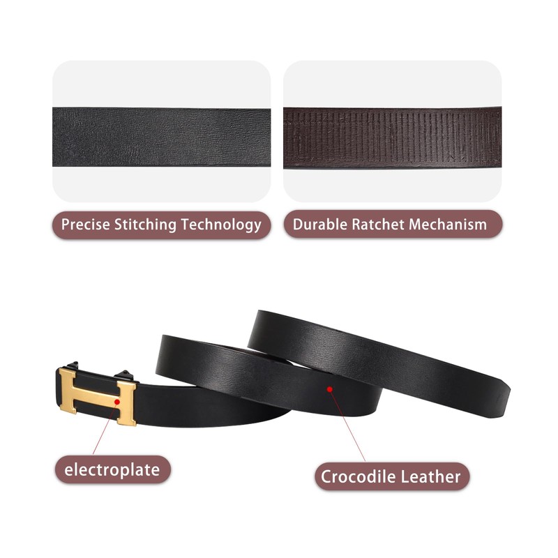 Aurolran Men&Womens Leather Dress Belt Business Automatic Buckle Belt Color-Black