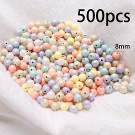 HERZWILD Colourful Beads for Threading 500 Pieces 8 mm Craft Beads Colourful Acrylic Beads Art Beads for Jewellery Making DIY Necklaces Bracelet (8 mm)