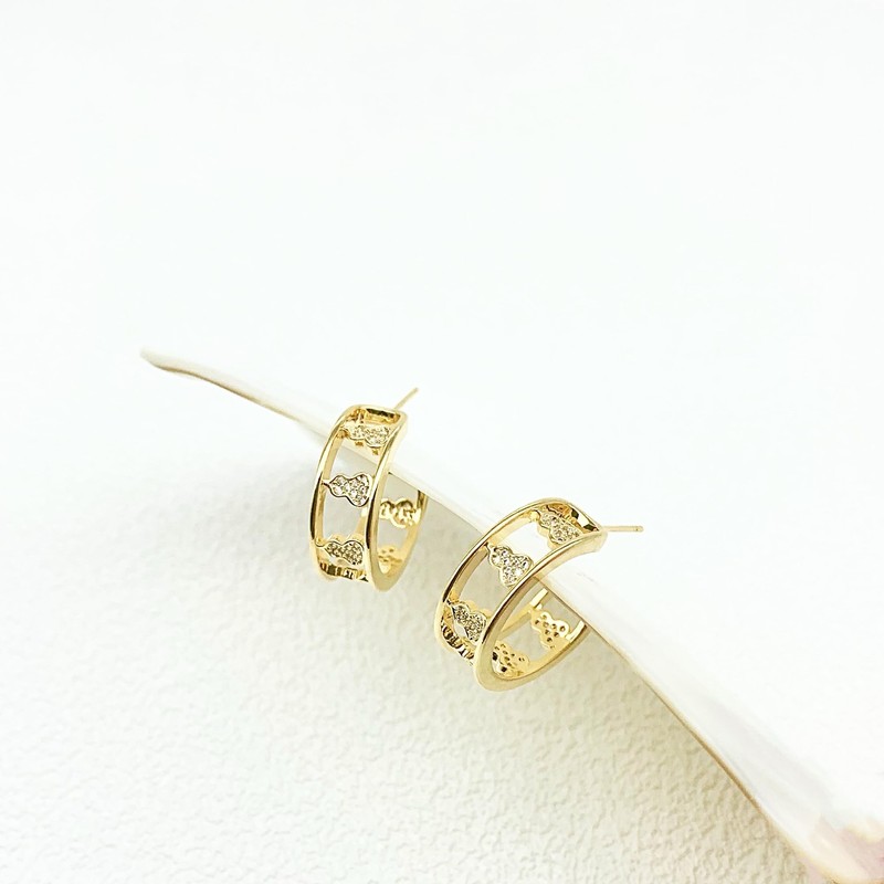 Surrounded Forest Gold Hoop Earrings for Women Double Row Hoop