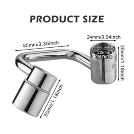 1440° Rotating Tap Attachment, Multifunctional Extension Tap, Tap Extension with 2-Way Adjustable, for Kitchen, Bathroom, Swivel Tap Aerator (Silver, Size: 1.18 x 3.35 inches)