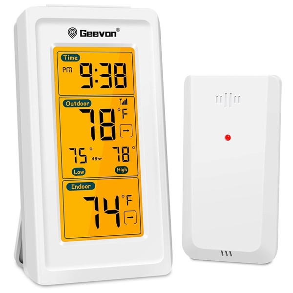 GEEVON Indoor Outdoor Thermometer Wireless Digital Thermometer Room Temperature Gauge