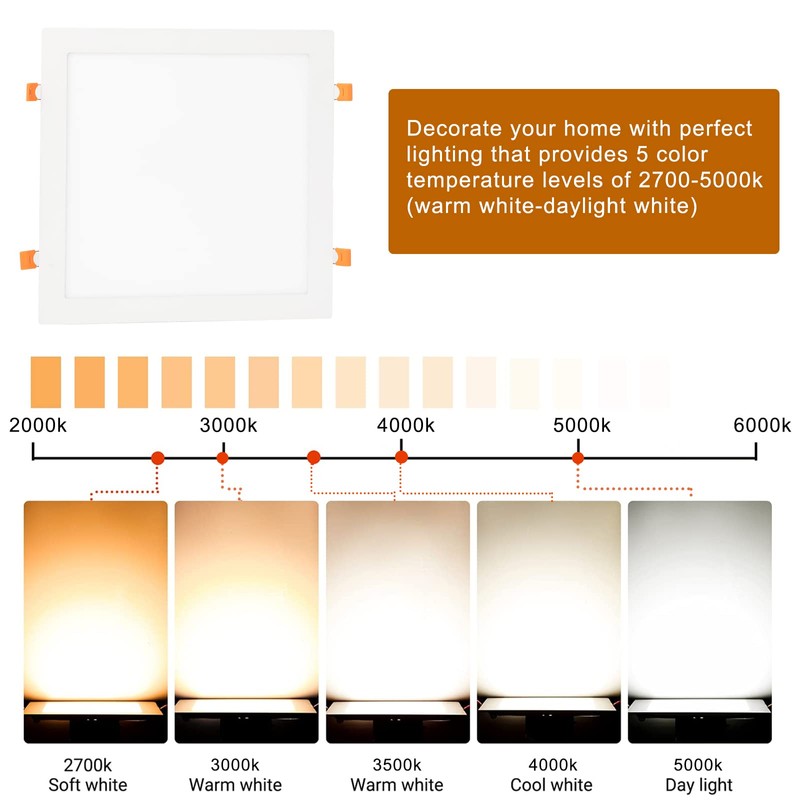 Vtuik 4 Pack 11 inch 24W Dimmable Square LED Recessed