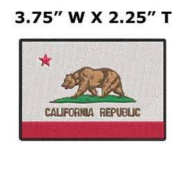 California State Flag Patch Emblem 3.75" x 2.25" Fully Embroidered DIY Iron-on/Sew-on Decorative Embroidery Applique Clothing Vest Jacket Bags Premium Stitching Republic Bear Logo Biker MC Travel