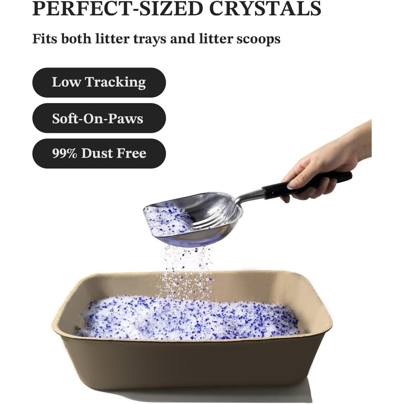 LMJP Crystal Cat Litter with Powerful Odor Control, Non-Clumping, Lasts