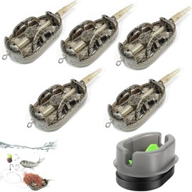 Carp Fishing Feeders Method Feeder with Fishing Weights 20g-60g Quick Release Mould Inline Method Feeders Mark Tackle for Feeder Bait Carp Fishing Pellet Bait 6 Pcs