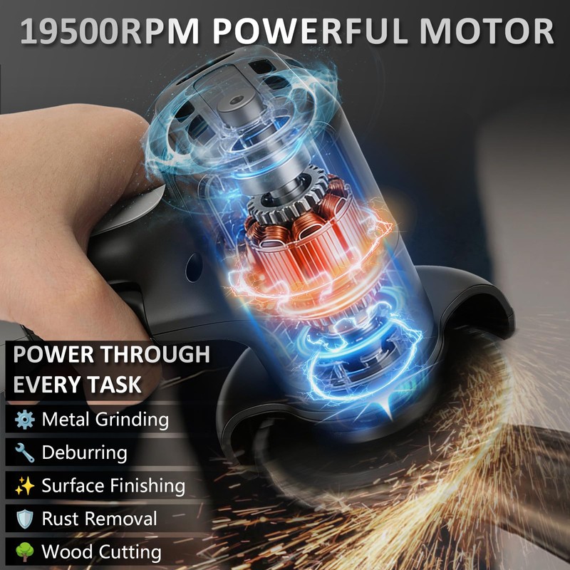 16.8V Mini Angle Grinder Cordless with 2 X 2Ah Battery,