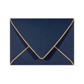 A6 Navy Envelopes With Gold Border, 4x6 Envelopes 50 Pack -Quick Self Seal, For 4x6 Cards|Perfect for Weddings, Invitations, Photos, Baby Shower| 6.5 x 4.75 Inches (Noble blue)