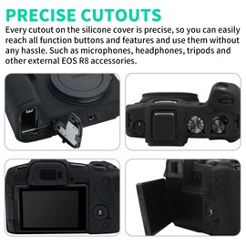 EasyHood EOS R8 Case, Compact Lightweight Soft Silicone Camera Case Cover Body Skin Protector for Canon EOS R8 Mirrorless Camera - Black