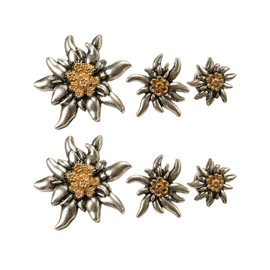 Edelweiss Pin Set of 3 (3 Sizes) – Pin for Men and Women, Costume Pins for Costume Blouse, Hat Pins, Lapel Pin and Buttons for Oktoberfest (Two-Tone Colour), 95% metal alloy, 5% copper